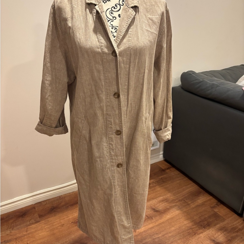 Long Tan Button-Up Coat